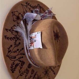 Wide brim Floral Embroidered Hat